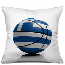 Basketball Ball Flag Of Greece Isolated On White Background Pillows 67621940