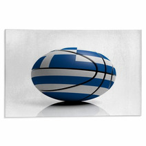 Basketball Ball Flag Of Greece Isolated On White Background Rugs 67621940