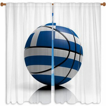 Basketball Ball Flag Of Greece Isolated On White Background Window Curtains 67621940