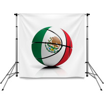 Basketball Ball Flag Of Mexico Isolated On White Background Backdrops 67622077