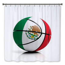 Basketball Ball Flag Of Mexico Isolated On White Background Bath Decor 67622077