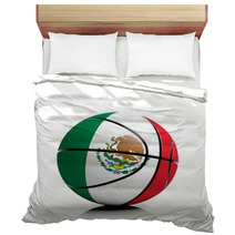 Basketball Ball Flag Of Mexico Isolated On White Background Bedding 67622077