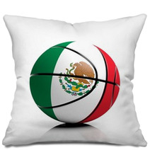 Basketball Ball Flag Of Mexico Isolated On White Background Pillows 67622077