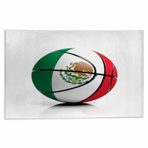 Basketball Ball Flag Of Mexico Isolated On White Background Rugs 67622077