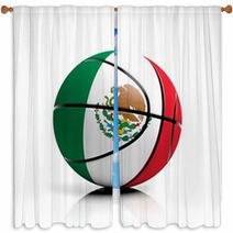 Basketball Ball Flag Of Mexico Isolated On White Background Window Curtains 67622077