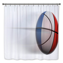Basketball Ball With Flag Of France In Motion Isolated Bath Decor 67623072