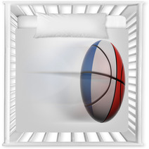 Basketball Ball With Flag Of France In Motion Isolated Nursery Decor 67623072