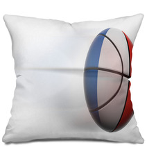 Basketball Ball With Flag Of France In Motion Isolated Pillows 67623072