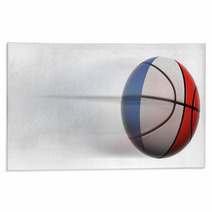 Basketball Ball With Flag Of France In Motion Isolated Rugs 67623072