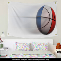 Basketball Ball With Flag Of France In Motion Isolated Wall Art 67623072