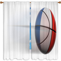 Basketball Ball With Flag Of France In Motion Isolated Window Curtains 67623072