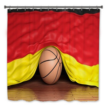 Basketball Ball With Flag Of Germany On Parquet Floor Bath Decor 67677692