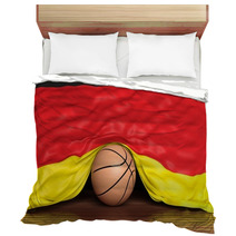 Basketball Ball With Flag Of Germany On Parquet Floor Bedding 67677692