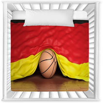 Basketball Ball With Flag Of Germany On Parquet Floor Nursery Decor 67677692