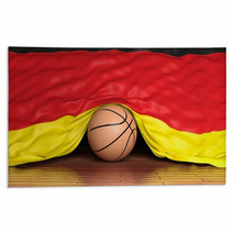Basketball Ball With Flag Of Germany On Parquet Floor Rugs 67677692