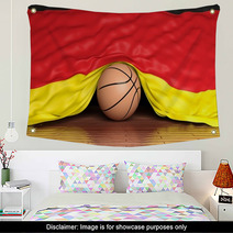 Basketball Ball With Flag Of Germany On Parquet Floor Wall Art 67677692