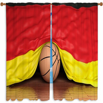 Basketball Ball With Flag Of Germany On Parquet Floor Window Curtains 67677692