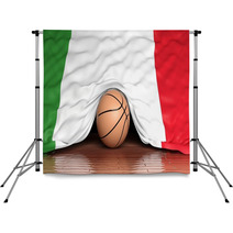 Basketball Ball With Flag Of Italy On Parquet Floor Backdrops 67677877