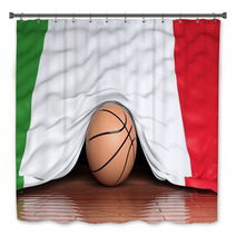 Basketball Ball With Flag Of Italy On Parquet Floor Bath Decor 67677877