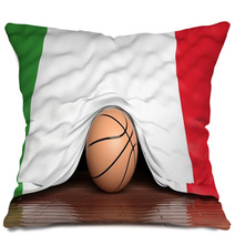 Basketball Ball With Flag Of Italy On Parquet Floor Pillows 67677877