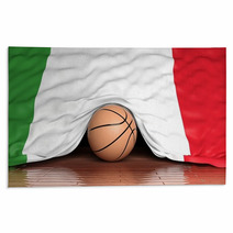 Basketball Ball With Flag Of Italy On Parquet Floor Rugs 67677877