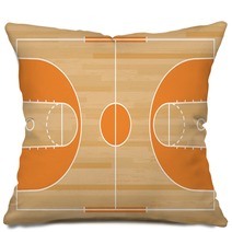 Basketball Court Floor With Line On Wood Pattern Texture Background Basketball Field Vector Pillows 249298691