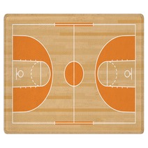 Basketball Court Floor With Line On Wood Pattern Texture Background Basketball Field Vector Rugs 249298691