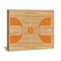 Basketball Court Floor With Line On Wood Pattern Texture Background Basketball Field Vector Wall Art 249298691