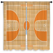 Basketball Court Floor With Line On Wood Pattern Texture Background Basketball Field Vector Window Curtains 249298691