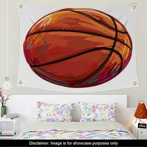 Basketball Created By Professional Artist This Illustration Is Created By Wacom Tabletby Using Grunge Textures And Brushes Wall Art 85441508