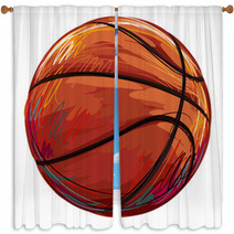 Basketball Created By Professional Artist This Illustration Is Created By Wacom Tabletby Using Grunge Textures And Brushes Window Curtains 85441508