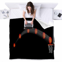 Basketball Flying In The Air Blankets 213425181
