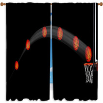Basketball Flying In The Air Window Curtains 213425181