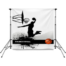 Basketball Match On Grunge Background Backdrops 52056790