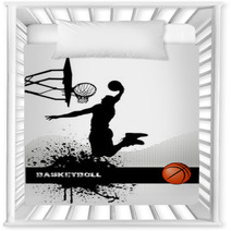 Basketball Match On Grunge Background Nursery Decor 52056790