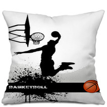 Basketball Match On Grunge Background Pillows 52056790