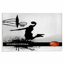 Basketball Match On Grunge Background Rugs 52056790