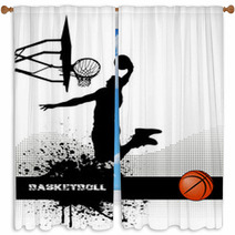 Basketball Match On Grunge Background Window Curtains 52056790