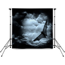 Bat Flying In The Dark Cloudy Sky Backdrops 6795024