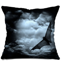 Bat Flying In The Dark Cloudy Sky Pillows 6795024