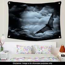 Bat Flying In The Dark Cloudy Sky Wall Art 6795024