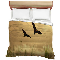 Bat Silhouettes In Sunset Time Bedding 100406225