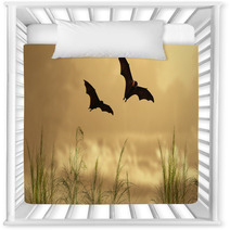 Bat Silhouettes In Sunset Time Nursery Decor 100406225