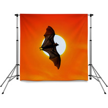 Bats Flying At Sunset Backdrops 100536511