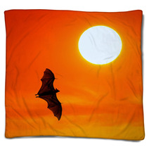 Bats Flying At Sunset Blankets 100536517
