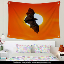 Bats Flying At Sunset Wall Art 100536511