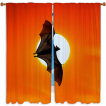 Bats Flying At Sunset Window Curtains 100536511