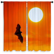 Bats Flying At Sunset Window Curtains 100536517