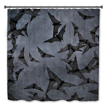 Bats In The Dark Cloudy Sky, Perfect Halloween Background Bath Decor 55822702