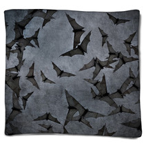 Bats In The Dark Cloudy Sky, Perfect Halloween Background Blankets 55822702